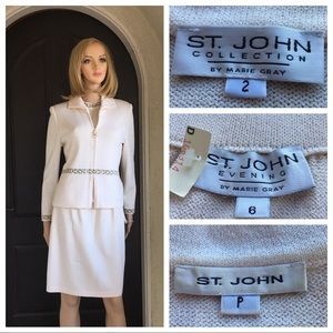St. John collection ivory suit three pieces size P